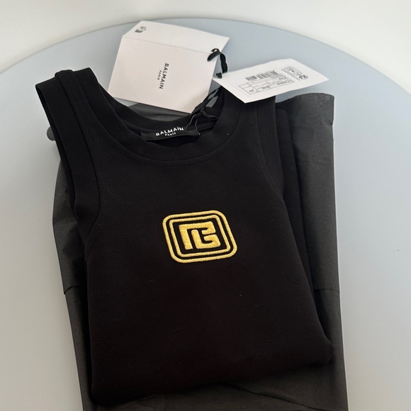 Balmain Black and Gold Logo Tank Top - Picture 6 of 9